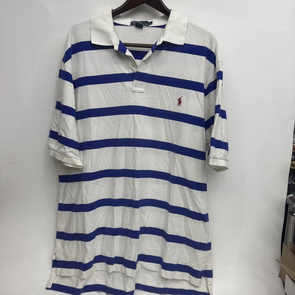Polo Ralph Lauren Big And Tall Blue And White Striped Polo XLT